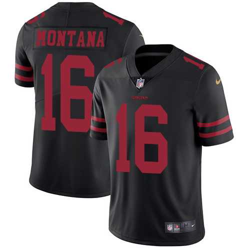 Youth Nike San Francisco 49ers #16 Joe Montana Black Alternate Stitched NFL Vapor Untouchable Limited Jersey