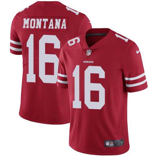 Youth Nike San Francisco 49ers #16 Joe Montana Red Team Color Stitched NFL Vapor Untouchable Limited Jersey