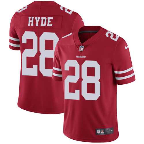 Youth Nike San Francisco 49ers #28 Carlos Hyde Red Team Color Stitched NFL Vapor Untouchable Limited Jersey