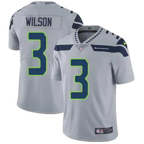 Youth Nike Seattle Seahawks #3 Russell Wilson Grey Alternate Youth Stitched NFL Vapor Untouchable Limited Jersey