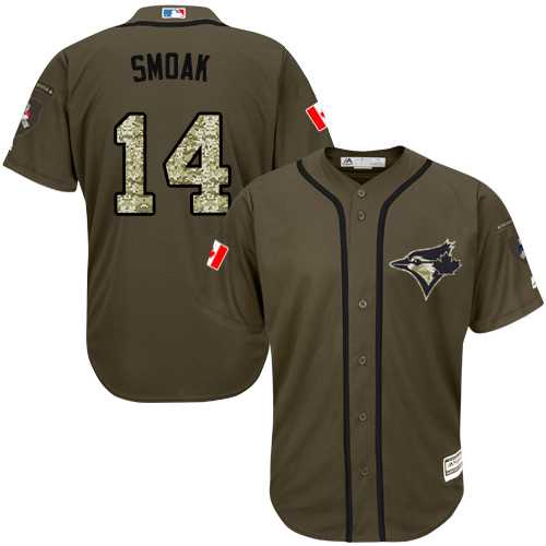 Youth Toronto Blue Jays #14 Justin Smoak Green Salute to Service Stitched MLB Jersey
