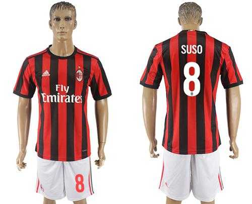 AC Milan #8 Suso Home Soccer Club Jersey
