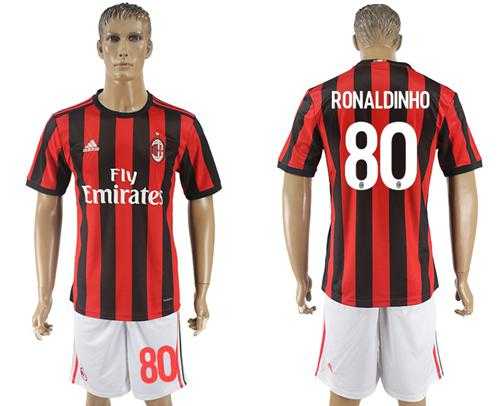 AC Milan #80 Ronaldinho Home Soccer Club Jersey