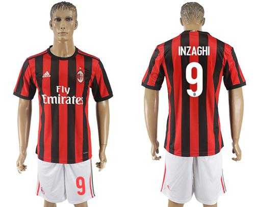 AC Milan #9 Inzaghi Home Soccer Club Jersey