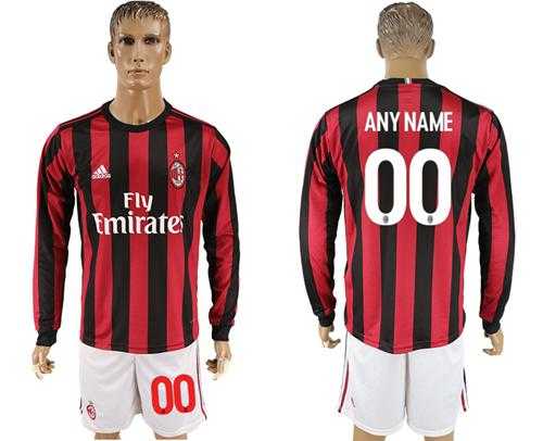 AC Milan Personalized Home Long Sleeves Soccer Club Jersey