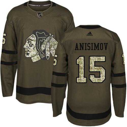 Adidas Chicago Blackhawks #15 Artem Anisimov Green Salute to Service Stitched NHL
