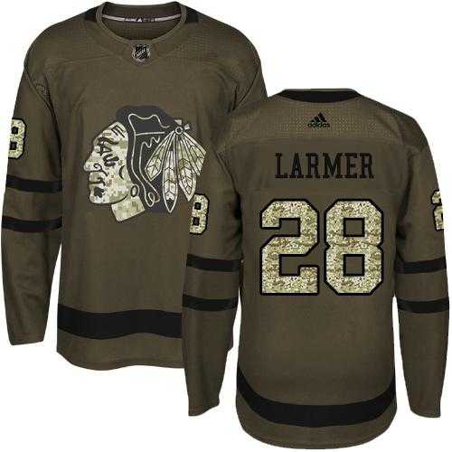 Adidas Chicago Blackhawks #28 Steve Larmer Green Salute to Service Stitched NHL