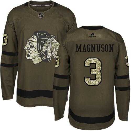 Adidas Chicago Blackhawks #3 Keith Magnuson Green Salute to Service Stitched NHL