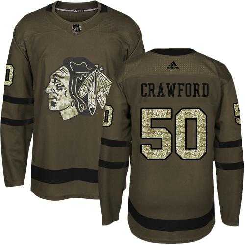 Adidas Chicago Blackhawks #50 Corey Crawford Green Salute to Service Stitched NHL