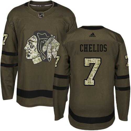 Adidas Chicago Blackhawks #7 Chris Chelios Green Salute to Service Stitched NHL