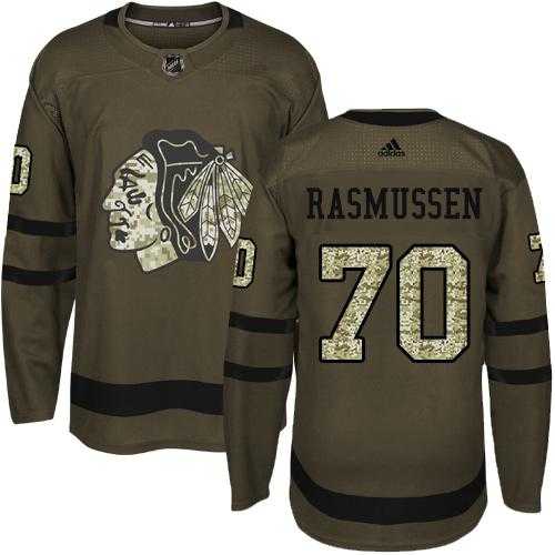 Adidas Chicago Blackhawks #70 Dennis Rasmussen Green Salute to Service Stitched NHL