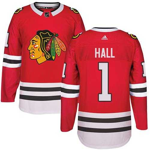 Adidas Men's Chicago Blackhawks #1 Glenn Hall Red Home Authentic Stitched NHL Jersey