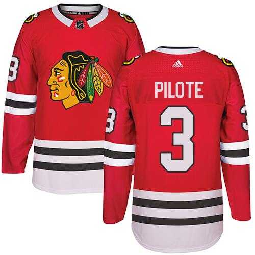 Adidas Men's Chicago Blackhawks #3 Pierre Pilote Red Home Authentic Stitched NHL Jersey