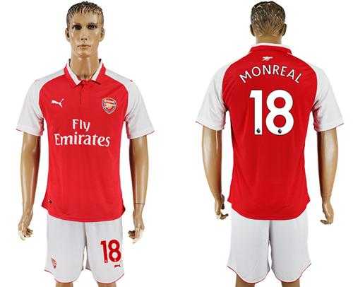Arsenal #18 Monreal Home Soccer Club Jersey