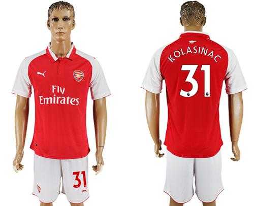 Arsenal #31 Kolasinac Home Soccer Club Jersey