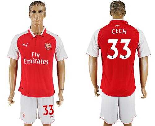Arsenal #33 Cech Home Soccer Club Jersey