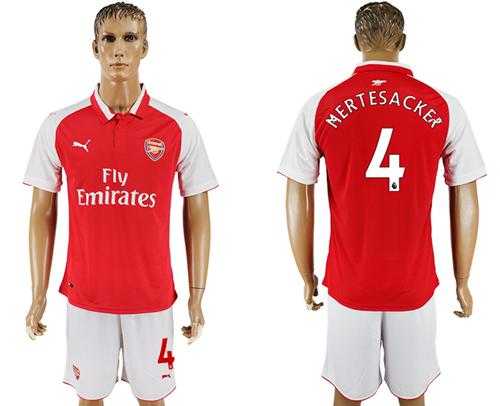 Arsenal #4 Mertesacker Home Soccer Club Jersey