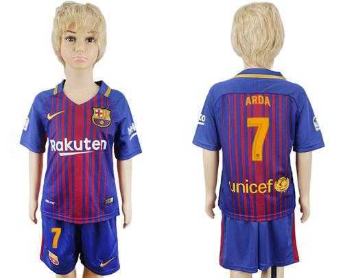 Barcelona #7 Arda Home Kid Soccer Club Jersey
