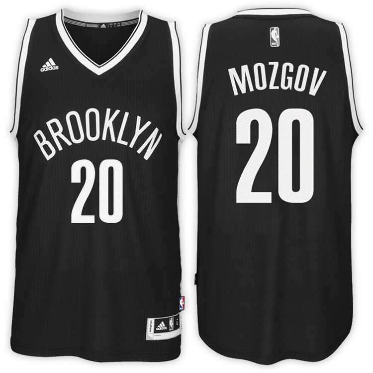 Brooklyn Nets #20 Timofey Mozgov Road Black New Swingman Stitched NBA Jersey