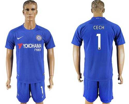Chelsea #1 Cech Home Soccer Club Jersey