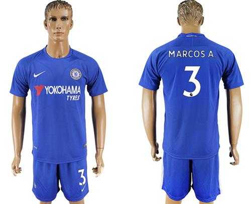 Chelsea #3 Marcos.A Home Soccer Club Jersey