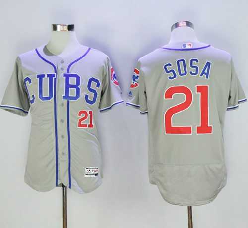 Chicago Cubs #21 Sammy Sosa Grey Flexbase Authentic Collection Alternate Road Stitched MLB Jersey