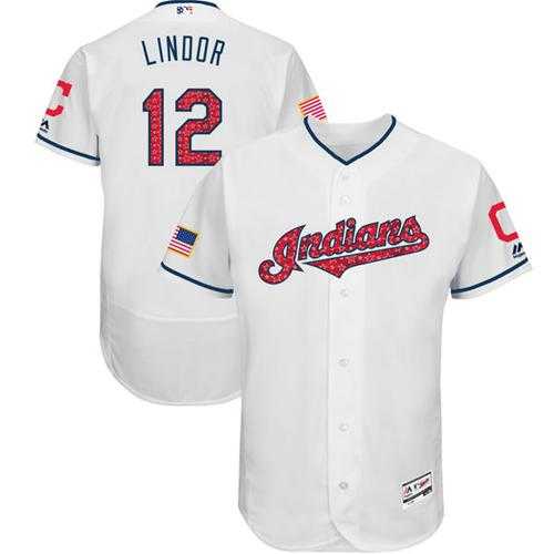Cleveland Indians #12 Francisco Lindor White Fashion Stars & Stripes Flexbase Authentic Stitched MLB Jersey