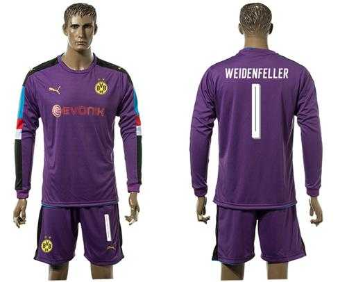 Dortmund #1 Weidenfeller Purple Goalkeeper Long Sleeves Soccer Club Jersey