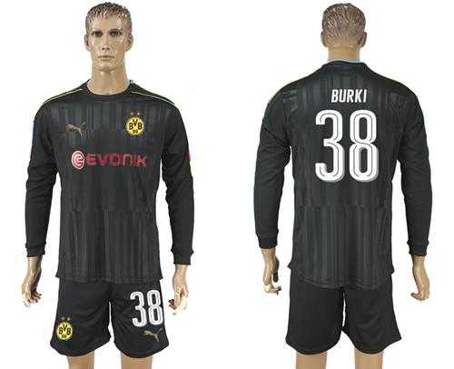Dortmund #38 Burki Black Goalkeeper Long Sleeves Soccer Club Jersey