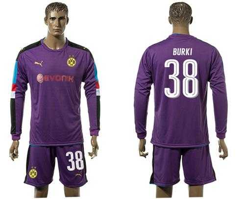 Dortmund #38 Burki Purple Goalkeeper Long Sleeves Soccer Club Jersey