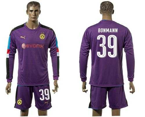 Dortmund #39 Bonmann Purple Goalkeeper Long Sleeves Soccer Club Jersey
