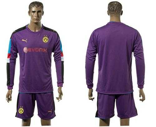 Dortmund Blank Purple Goalkeeper Long Sleeves Soccer Club Jersey