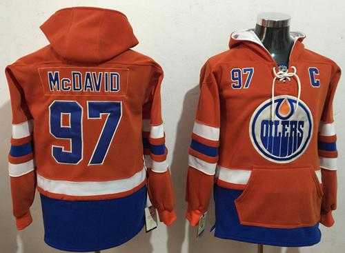 Edmonton Oilers #97 Connor McDavid Orange Name & Number Pullover NHL Hoodie