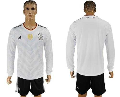 Germany Blank White Home Long Sleeves Soccer Country Jersey