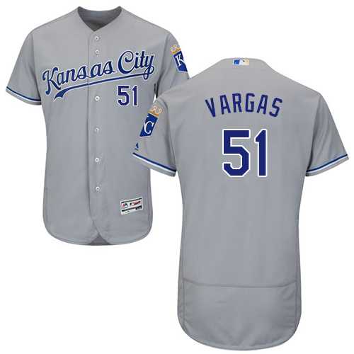 Kansas City Royals #51 Jason Vargas Grey Flexbase Authentic Collection Stitched MLB Jersey