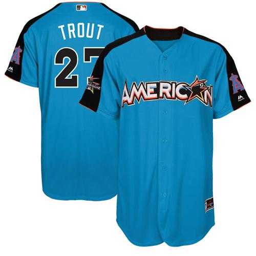 Los Angeles Angels Of Anaheim #27 Mike Trout Blue 2017 All-Star American League Stitched MLB Jersey