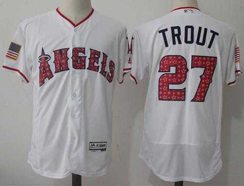 Los Angeles Angels Of Anaheim #27 Mike Trout White Fashion Stars & Stripes Flexbase Authentic Stitched MLB Jersey
