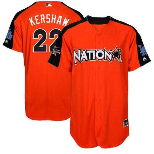 Los Angeles Dodgers #22 Clayton Kershaw Orange 2017 All-Star National League Stitched MLB Jersey
