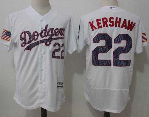 Los Angeles Dodgers #22 Clayton Kershaw White Fashion Stars & Stripes Flexbase Authentic Stitched MLB Jersey