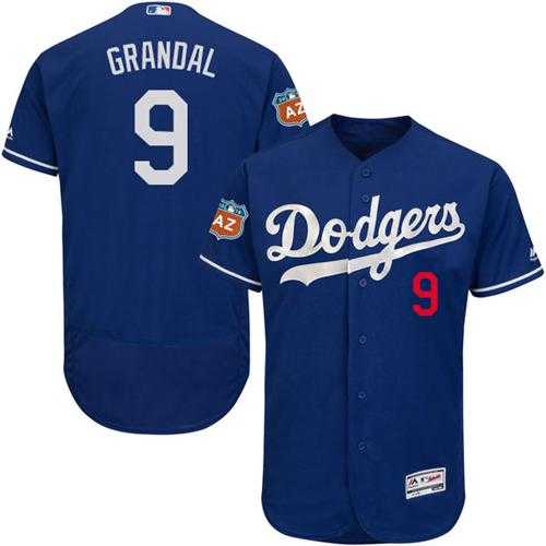 Los Angeles Dodgers #9 Yasmani Grandal Blue Flexbase Authentic Collection Stitched Baseball Jersey