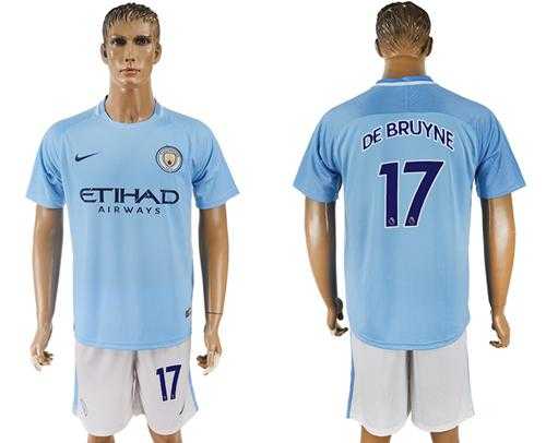 Manchester City #17 De Bruyne Home Soccer Club Jersey