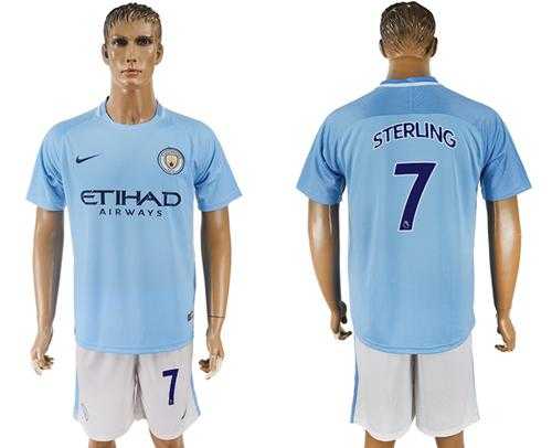 Manchester City #7 Sterling Home Soccer Club Jersey