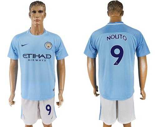 Manchester City #9 Nouto Home Soccer Club Jersey