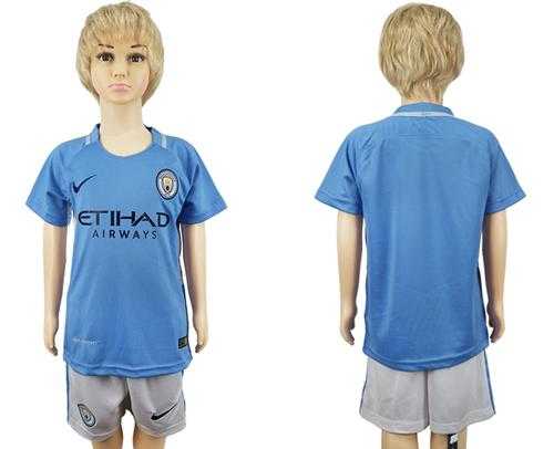 Manchester City Blank Home Kid Soccer Club Jersey