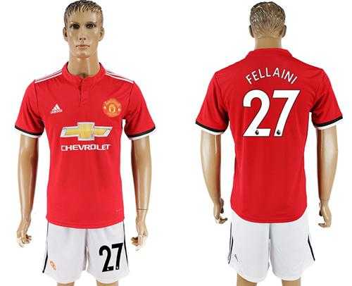 Manchester United #27 Fellaini Red Home Soccer Club Jersey