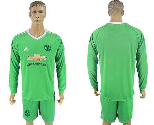 Manchester United Blank Green Goalkeeper Long Sleeves Soccer Club Jersey