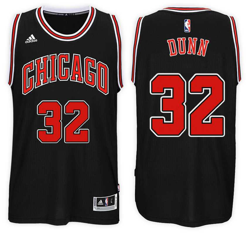 Men's Chicago Bulls #32 Kris Dunn Swingman Road Black Stitched NBA Jersey