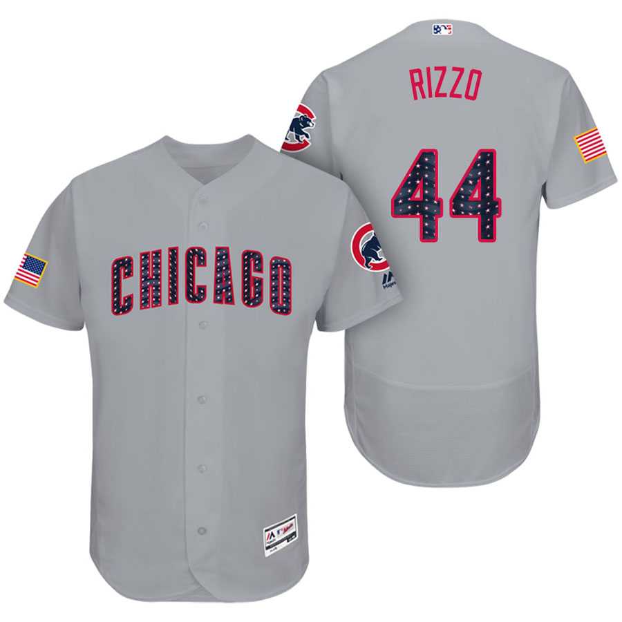 Men's Chicago Cubs #44 Anthony Rizzo Grey Fashion Stars & Stripes Flexbase Authentic Stitched MLB Jersey