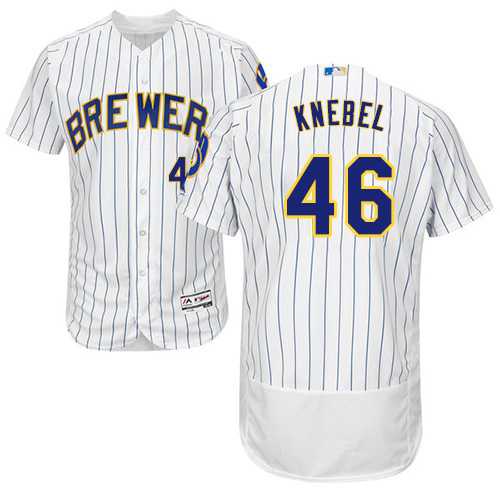 Milwaukee Brewers #46 Corey Knebel White Strip Flexbase Authentic Collection Stitched MLB Jersey