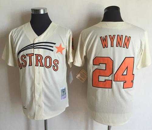 Mitchell And Ness 1971 Houston Astros #24 Jimmy Wynn Cream Throwback Stitched Baseball Jersey